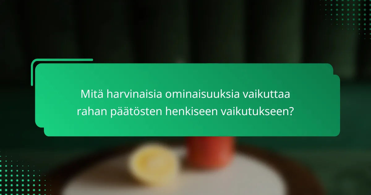 Mitä harvinaisia ominaisuuksia vaikuttaa rahan päätösten henkiseen vaikutukseen?