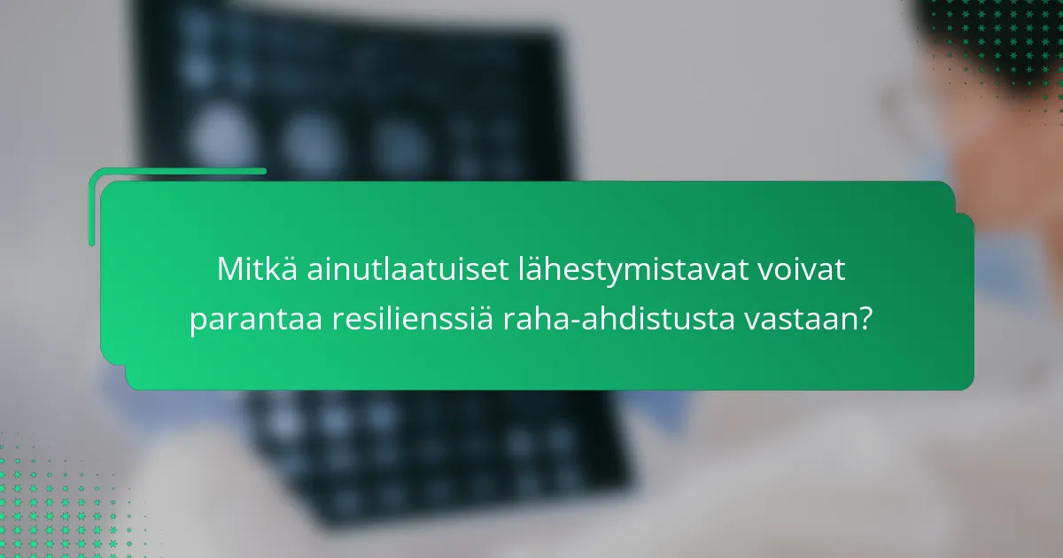 Mitkä ainutlaatuiset lähestymistavat voivat parantaa resilienssiä raha-ahdistusta vastaan?