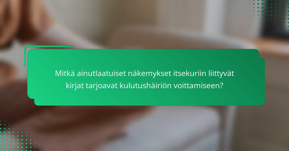Mitkä ainutlaatuiset näkemykset itsekuriin liittyvät kirjat tarjoavat kulutushäiriön voittamiseen?