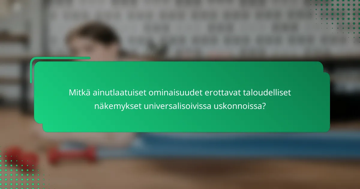 Mitkä ainutlaatuiset ominaisuudet erottavat taloudelliset näkemykset universalisoivissa uskonnoissa?