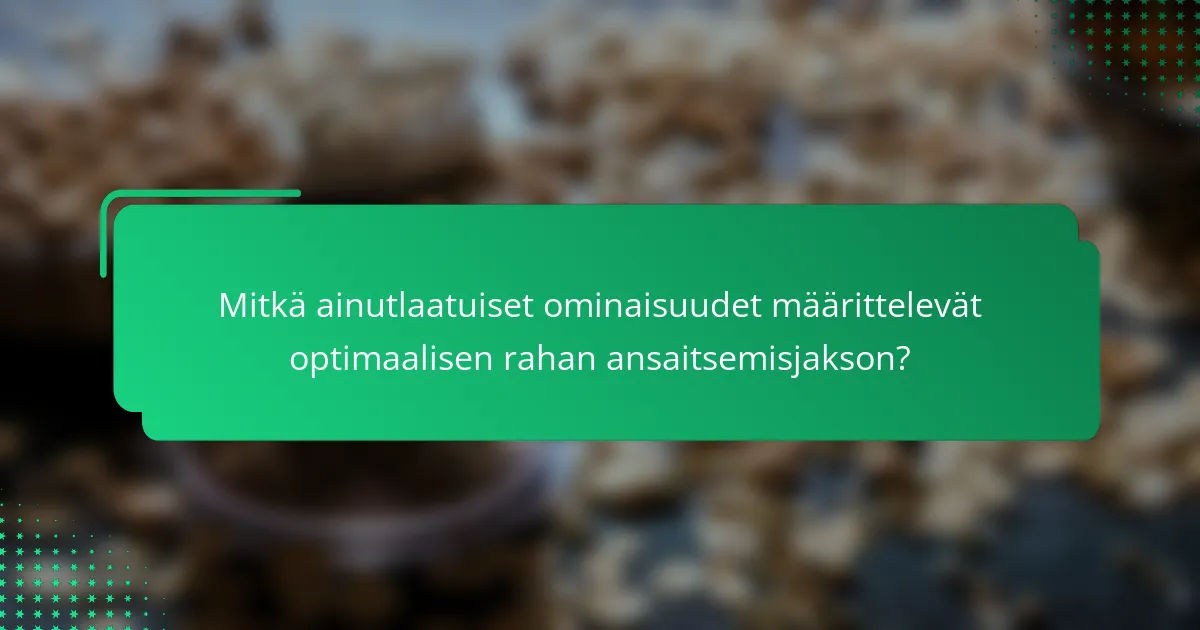 Mitkä ainutlaatuiset ominaisuudet määrittelevät optimaalisen rahan ansaitsemisjakson?
