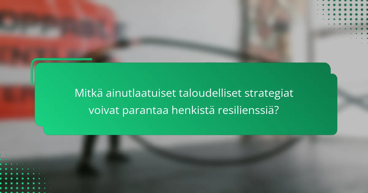 Mitkä ainutlaatuiset taloudelliset strategiat voivat parantaa henkistä resilienssiä?