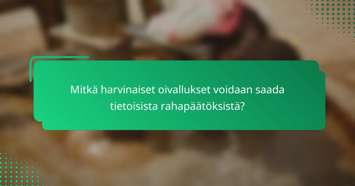 Mitkä harvinaiset oivallukset voidaan saada tietoisista rahapäätöksistä?