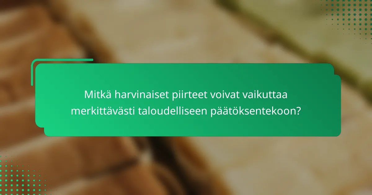 Mitkä harvinaiset piirteet voivat vaikuttaa merkittävästi taloudelliseen päätöksentekoon?