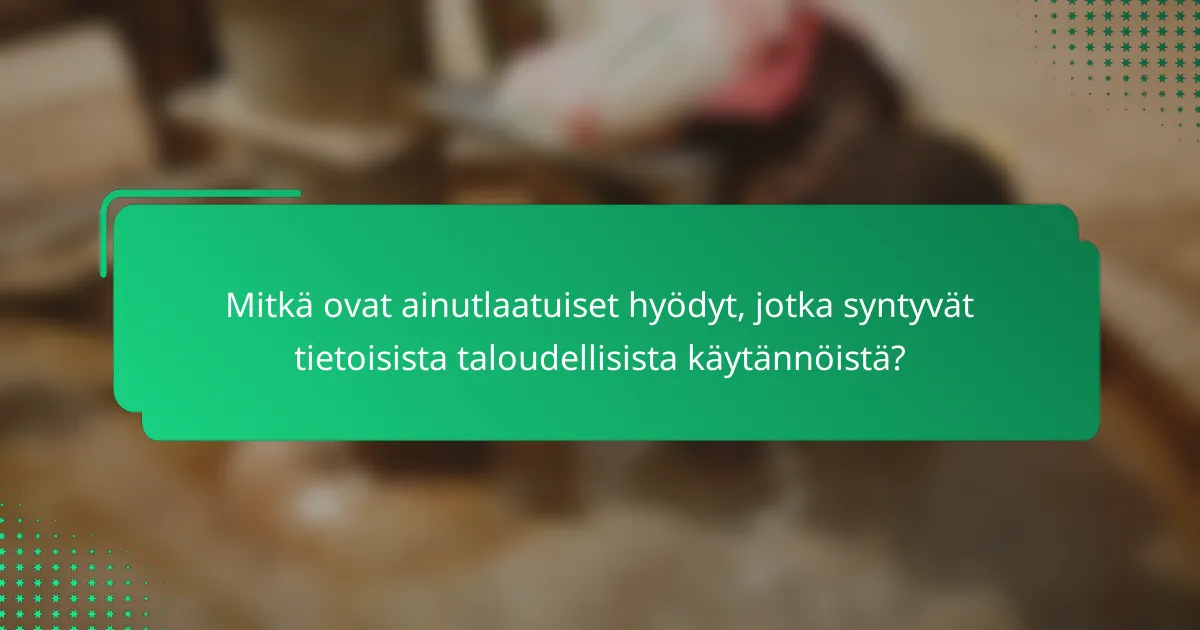Mitkä ovat ainutlaatuiset hyödyt, jotka syntyvät tietoisista taloudellisista käytännöistä?