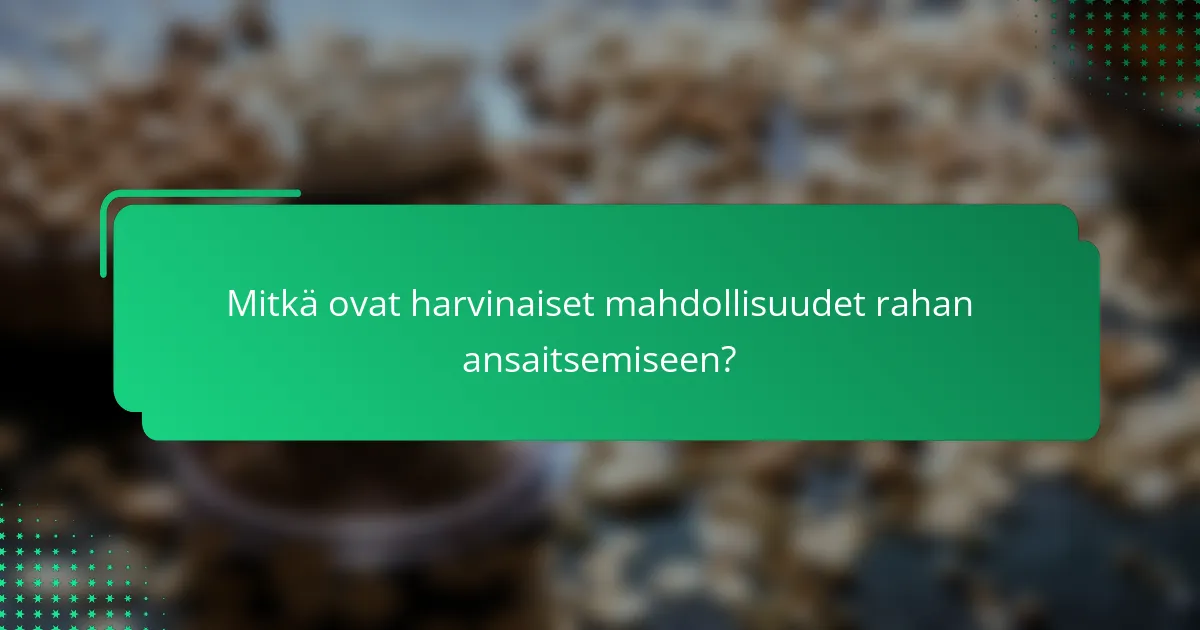 Mitkä ovat harvinaiset mahdollisuudet rahan ansaitsemiseen?