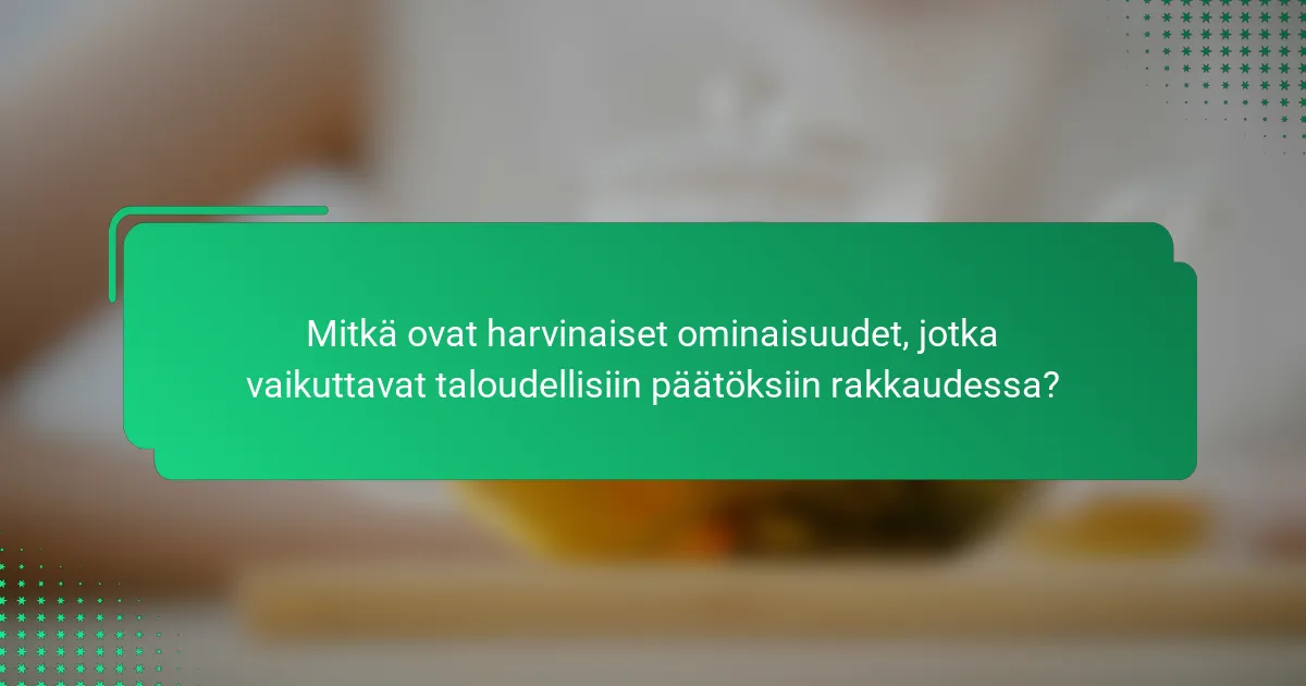 Mitkä ovat harvinaiset ominaisuudet, jotka vaikuttavat taloudellisiin päätöksiin rakkaudessa?