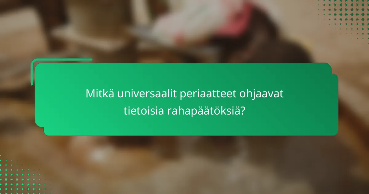 Mitkä universaalit periaatteet ohjaavat tietoisia rahapäätöksiä?
